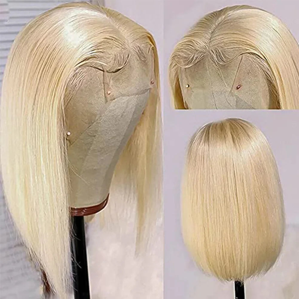 Blonde Bob Wigs Deep Part 13x4 Human Hair Lace Front Wigs for Black Women Pre Plucked Bleached Knots Blond Lace Wigs