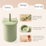 Let's Make Baby Feeding Straw Cup Baby Learning Feeding Bottles Anti-Hot Leakproof Safe Silicone Tableware Toddler Water Bottle