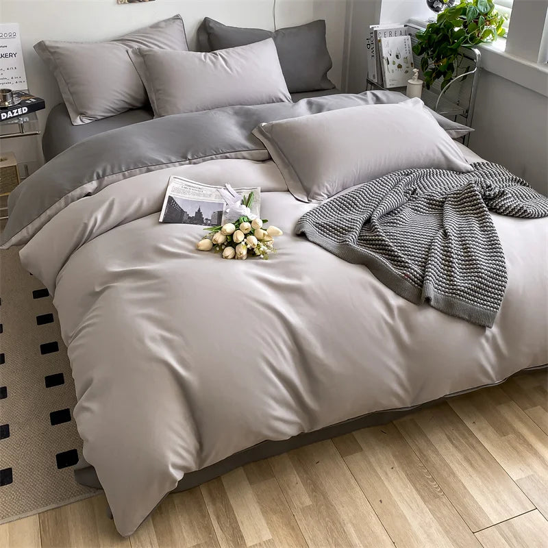 Gray Home Textile Comforter 100% Cotton Duvet Cover Set Bedding Sheet Quilt Cover Pillowcase Soft Breathable Bedspread Bed Linen