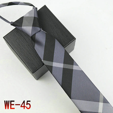 New Suit Business Zipper Tie for Man 48*7cm 1200 Pins High-end Polyester Neck Tie Striped Solid Color Grid Flower Ties