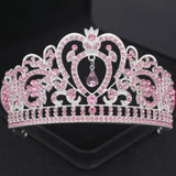 Pink Crystal Tiaras And Crowns Rhinestone Prom Diadem Crown For Women Bridal Wedding Hair Accessories Jewelry Crown Tiara Gift