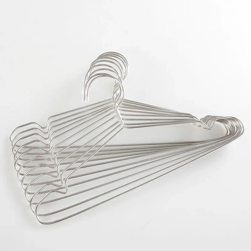 10pcs/set Clothes Hangers Stainless Steel Clothing Drying Rack Anti-slip Dress Towel Coat Hangers Metal Wire Wardrobe Organizer