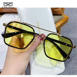 Umanco Trendy Double Beam Square Sunglasses For Men Metallic Ocean Blue Lenses Driver Sunglasses UV400 Design Retro Glasses