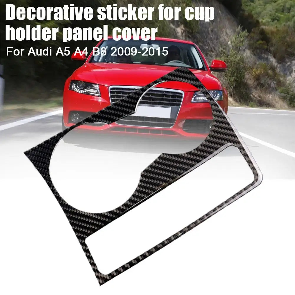 For Audi A4 B8 2009-2016 Carbon Fiber Cup Holder Panel Cover Decorative Sticker Modification Of Car Interior Accessories