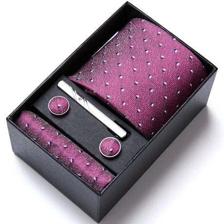 Brand Mix Colors Wholesale Silk Wedding Present Tie Pocket Squares Cufflink Set Necktie Box Floral Red Fit Group