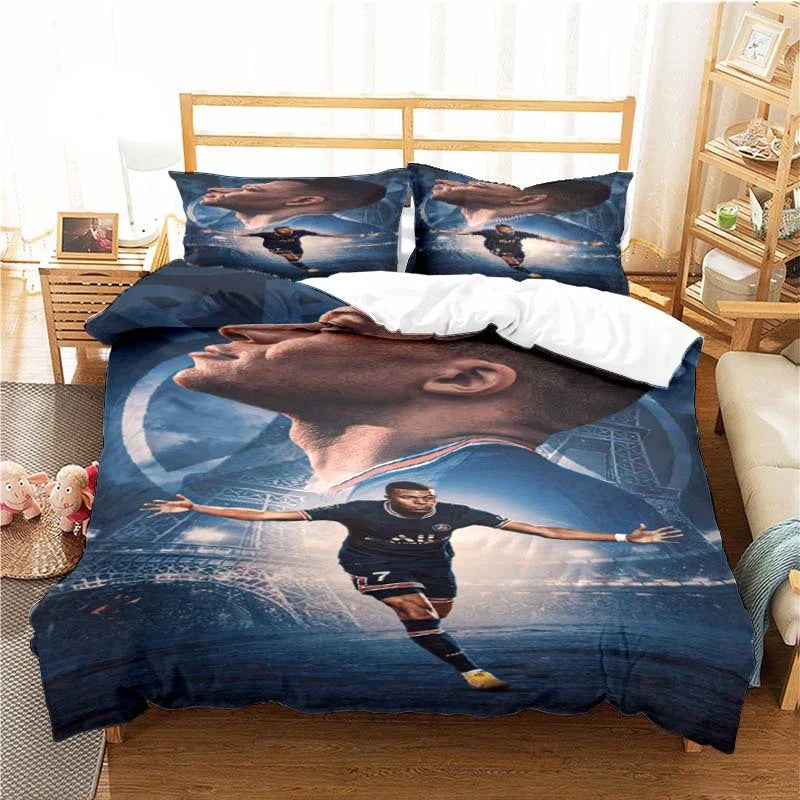 Football Star Pattern Duvet Cover Set Bedding for Adult Kids Bed Set Comforter Cover Bedding Set 10 Sizes