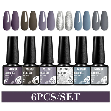 6Pcs Metallic Gel Nail Polish Set Mirror Metal Color Gel Polish Semi Permanent Varnish Soak Off UV LED Gel Nail Art Manicure