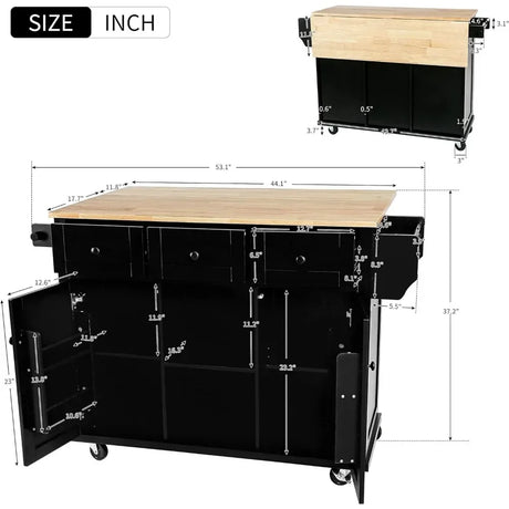 Internal Storage Cabinet Racks Trolley for Dining Room Kitchen Island With Drop-Leaf Countertop Auxiliary Cart With Wheels Home