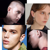 14 Pcs Steel Stainless Steel Non-Piercing Spike Rivet Cross Dangle Tassel Clip on Hoop Earrings Set for Women Men Boy Girl