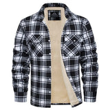 MAGCOMSEN Men's Fleece Plaid Flannel Shirt Jacket Button Up Casual Cotton Jacket Thicken Warm Spring Work Coat Sherpa Outerwear