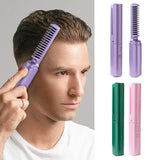 Portable Mini Electric Hair Brush Dual Use Hair Straightener Curler USB Charging Temperature Adjustable Straightener Curler Comb