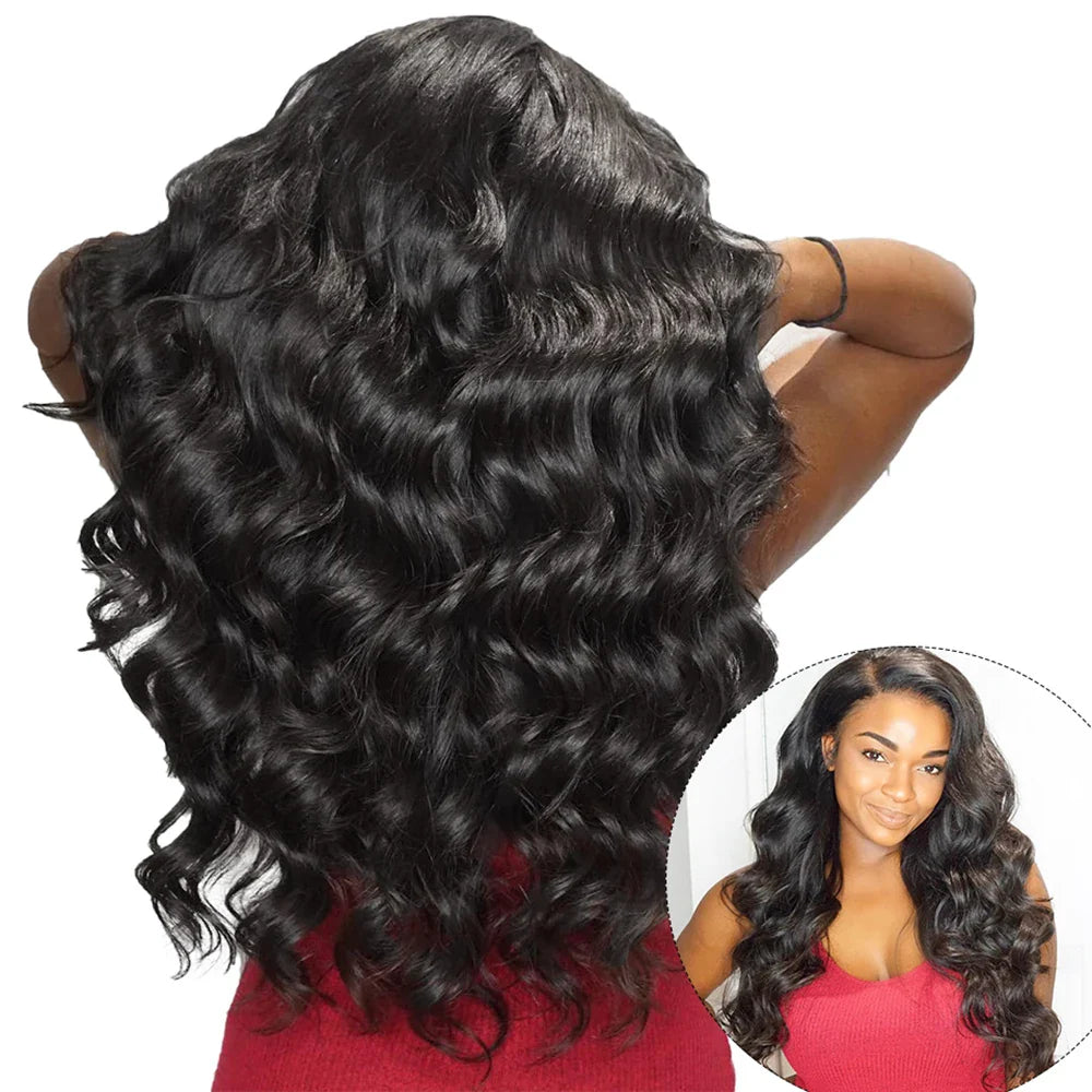 12A Peruvian Loose Wave Bundles With 13x4 Lace Frontal Virgin Human Hair Bundles With Lace Frontal Natural Color Hair Extensions