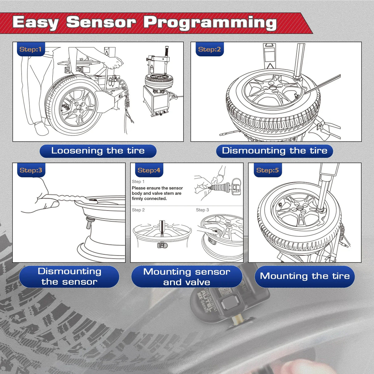 2024 Newest Autel TPMS Sensor 2in1 MX-Sensor Tire Repair Tools TPMS Sensor Programing W/ TS501 TS508 AUTEL 433 MHZ 315MHZ EU US