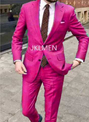 2023 Men's Suit   Handsome Casual 2 Piece Suit For Men Wedding Tuxedos Notched Lapel Groomsmen  Business  Prom Blazer