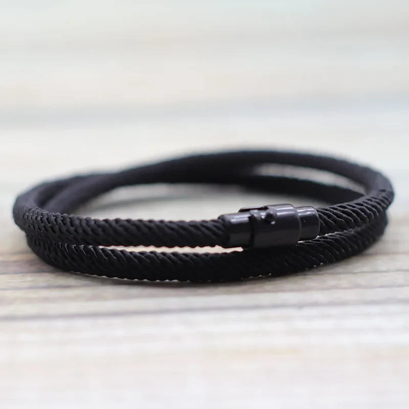 New Minimalist Men Rope Bracelet Double Layer Survival Braclet Homme Accessories Boyfriend Gift Magnet Buckle Pulsera Hombre