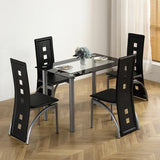 5 Pieces Dining Table Set for 4,Simple Design Kitchen Room Tempered Glass Dining Table,1 table and 4 Chairs,for Dining Room