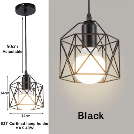 Pendant Lights E27 Hanging Lamp Iron Body Indoor Lighting Lustre  Aisle Bedroom Vintage Loft Metal Cage Fixture Light 110-240V