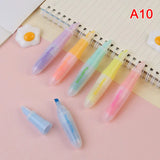 6Pcs/Lot Cute Cartoon Cat Highlighters School Office Stationery Students Drawing Supplies Kawaii Ice Cream Mini Paint Marker Pen