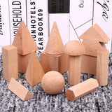 Mini DIY Wooden Toys Solid Geometric Shape Building Block Early Learning Educational Toy Montessori Home Study Tools Space Think