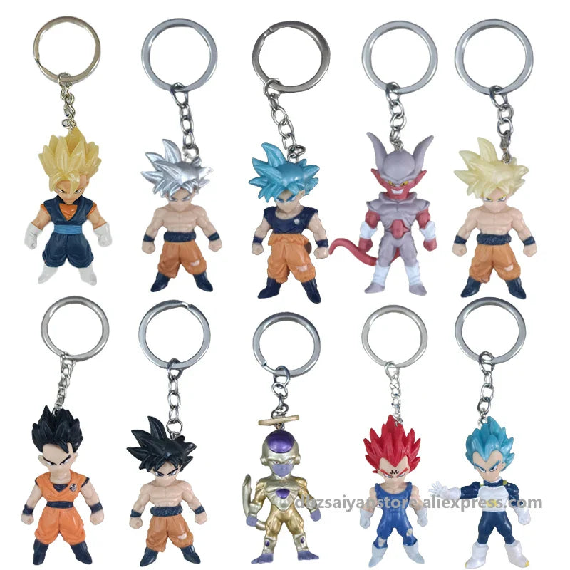 Anime Dragon Ball Figures Blind Box Goku Vegeta Super Saiyan Keychain with Card Wholesale Toy Pvc Dolls Pendant for Kid Gifts