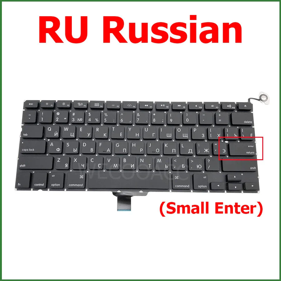 New Replacement Keyboard For Macbook Pro 13" A1278 Keyboard UK US RU DE PT CH SE HU NO DK KR Layout 2009 2010 2011 2012 Year