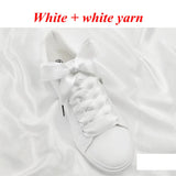 1 Pair Silk Shoe Laces Satin Ribbon Flat Shoelaces Girls Casual Canvas Shoes Double-sided Weaving White Shoe Lace Accessories