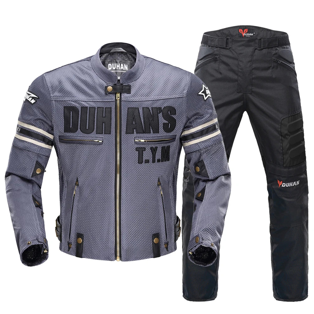 DUHAN Motorcycle Jacket Men Motorcycle Armor Protector DUHAN Pants Moto Cycling Jacket Motocross Chaqueta Summer Riding Clothes