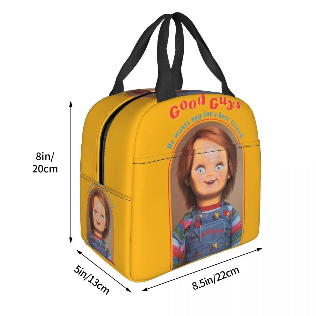 He Wants You For A Best Friend Chucky Lunch Bags Horror Portable Insulated Cooler Child's Play Thermal Picnic Work Lunch Box