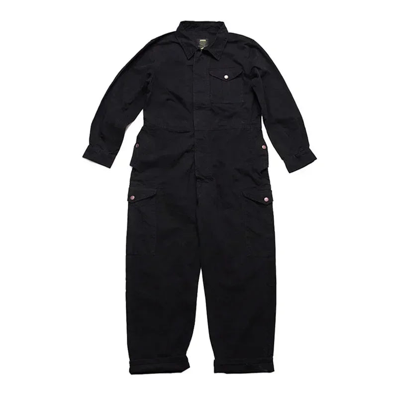 Men Clothing American Style Multi Pocket Overalls Men's May Khaki Fashion Brand Jumpsuit Loose Worker's Work Suit