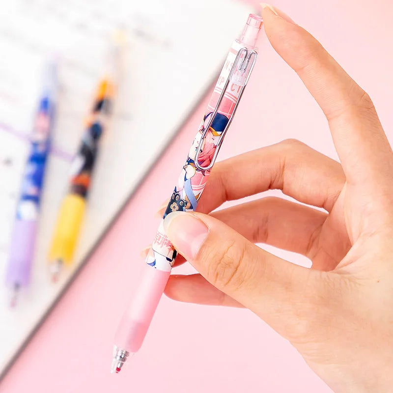 6PCS Cute Game Genshin Impact 0.5mm Gel Pens Stationery Supplies Pen Writing Store Stationary Aesthetic Korean School Fine Tip