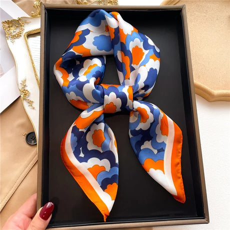 Silk Hair Scarf for Women Fashion Print Shawl Wraps Female Headband Neckerchief 70cm Hand Bag Wrist Foulard Neck Tie Echarpe