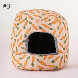 Hamster Plush Bed Small Animal Hideout House Lovely Carrot Print Sleeping Bed Habitat Decors for Squirrels Chinchillas