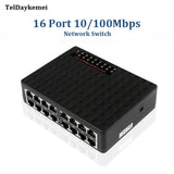 16 Port Network Switch Fast Ethernet Smart Switcher High Performance RJ45 Hub Internet Splitter