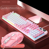 Pink Keyboard and Mouse Set 2 in 1 Combos Wired 104 Keys Pink Keyboard with LED Backlit and 1600DPI Mouse with RGB Backlit