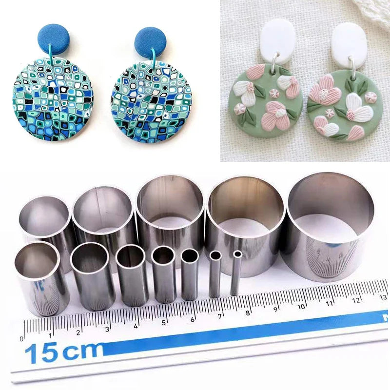 Stainless Steel Round Polymer Clay Cutting Mould Soft Clay Circle Cutter Tools Pottery Ceramic Cutting Mould 12Pcs/Set