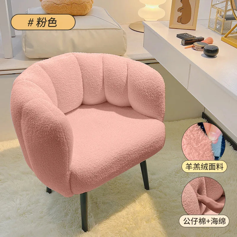 Pumpkin Living Room Chair Nordic Ins Make up Vanity Chair Single Sofa Bedroom Balcony Chairs Soft Sherpa Leisure Seat Home