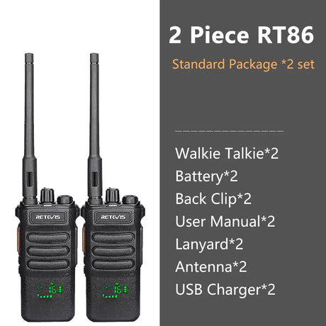 10W Retevis Walkie Talkie Long Range RT86 Walkie-talkies 1/ 2 pcs Two-way radio Powerful Portable Radio Communicator For Hunting