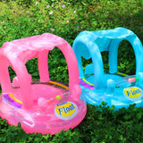 Baby Inflatable Swim Ring Float Circle Seat with Awning for Swimming Pool Mat Bathtub Infant Tank Summer Water Play Game