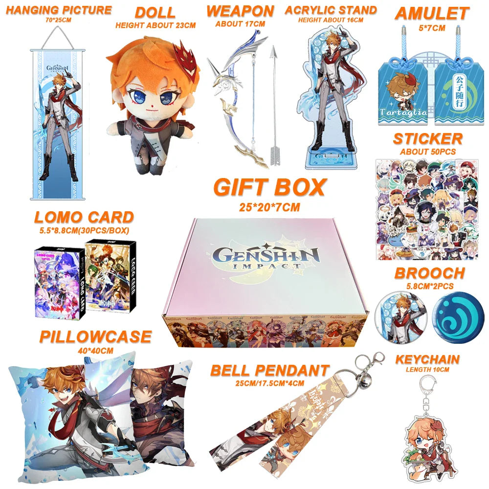 Genshin Impact Xianyun Navia Fontaine Furina Neuvillette Wriothesley Focalors Baizhu Kaveh Gift Box Include Keychain Doll Pillow