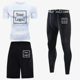 3Pcs Gym Thermal Underwear Men Clothing Sportswear Suits Compression Fitness Breathable Quick Dry Fleece Men Top Trousers Shorts