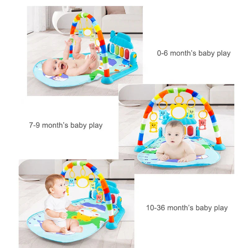 Baby Music Rack Play Mat Toddler Carpet with Piano Keyboard Infant Playmat Gym Crawling Activity Rug Toys for 0-12 Months Gift