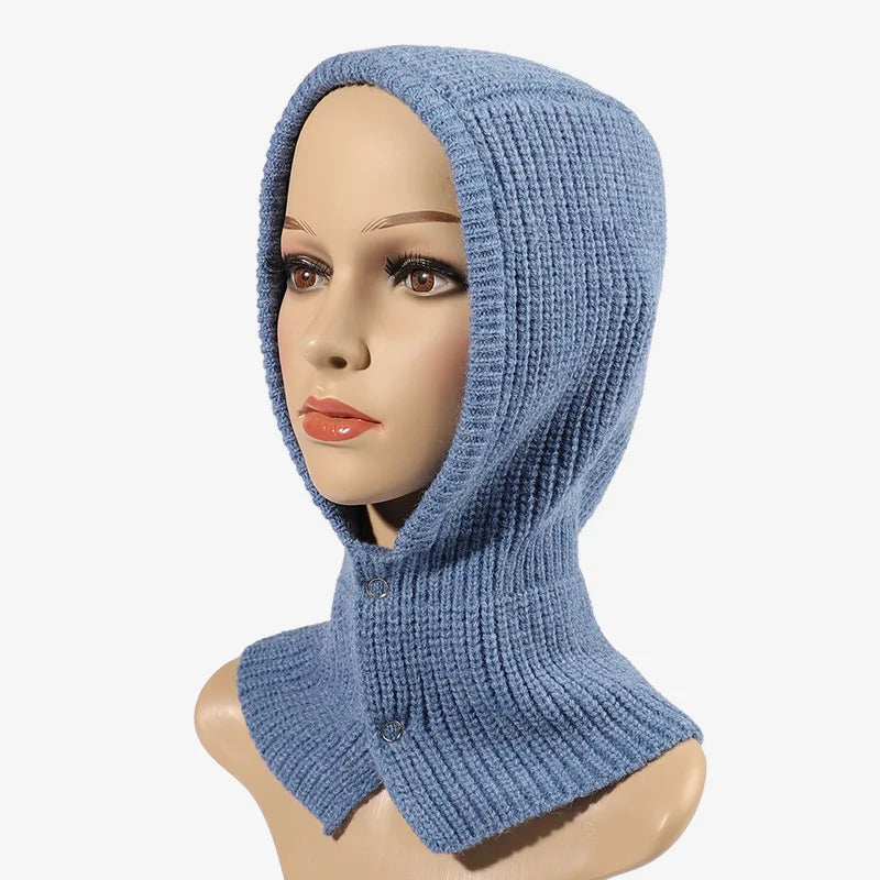 Rainbow Wool Balaclava Hats for Men Women Unisex Knitted Hooded Outdoor Lady Skullies Hat One-Piece Neck Collar Beanies Gorras