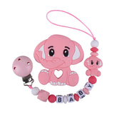 Baby Personalized Name Pacifier Clip Newborn Pacifiers Holder Custom Elephant Gum Nipple Chain Set Silicone Teething Toy Gift