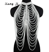 Body Chain Jewelry Pearl Sexy Beaded Collar Shoulder Bikinis Waist Chain Bra Body Chains For Women Waist Hain Wedding Dress