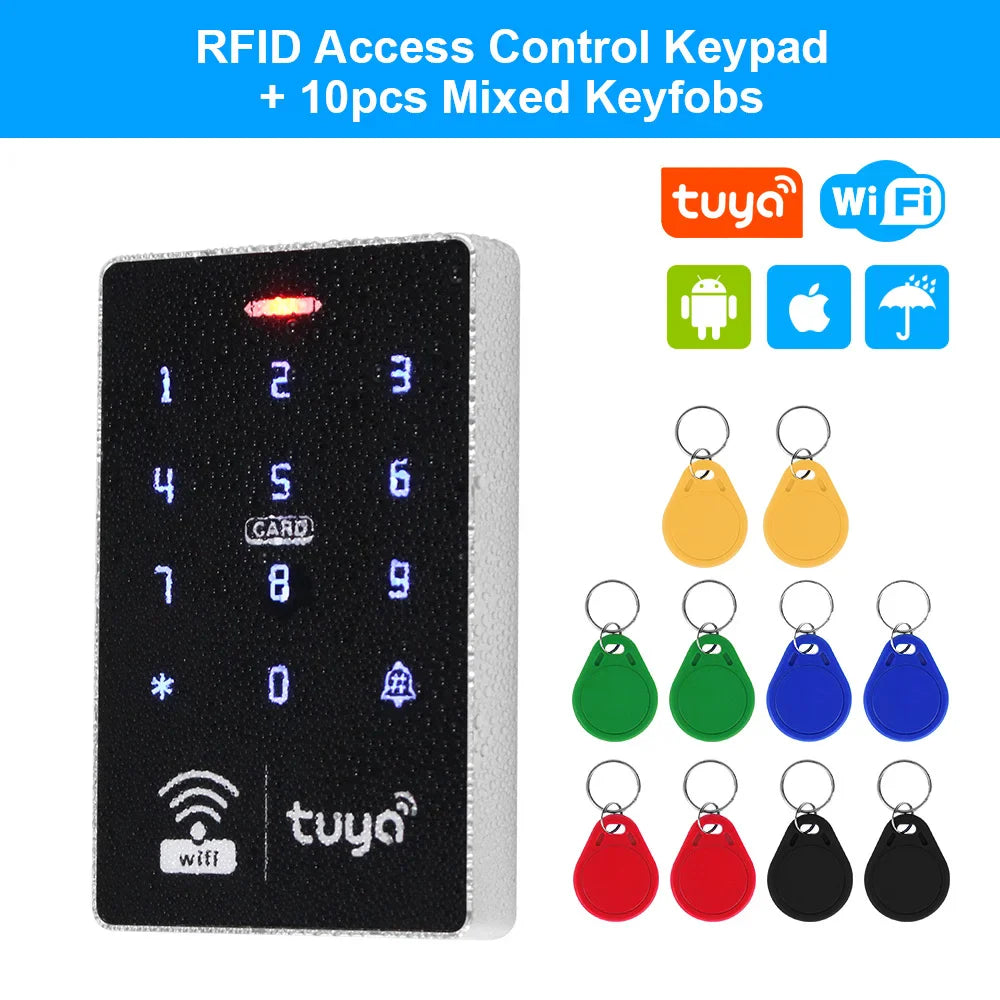 WiFi Tuya Door Access Control Keypad IP68 Waterproof RFID Keyboard Controller Reader Touch Door Opener APP Remote Unlock WG26/34