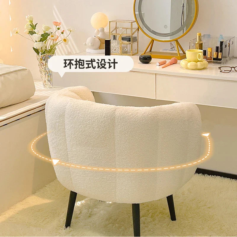 Pumpkin Living Room Chair Nordic Ins Make up Vanity Chair Single Sofa Bedroom Balcony Chairs Soft Sherpa Leisure Seat Home