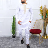 Men's Designer Clother Luxury Brand Clothing For Male African Traditional Outfit Dashiki 2Pc Elegant Men Suits Full Pant Sets