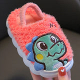 Winter Children‘s Slippers New Kids Home Shoes Dinosaur Warm Plush Indoor Non-Slip Soft Slipper For Boys Girls