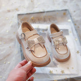 Children‘s Leather Shoes for Toddlers Girls Party Flats Kids Loafers 2024 New Fashion Shiny Bowknot Princess Shoes Size 26-33