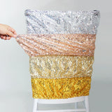 10/50pcs Gold Sequin Chair Sashes Sliver Party Chair Decor Chair Band Wedding Stretched Chairs Bow for Events Banquet Party